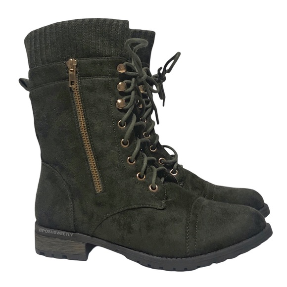 Foreverr Shoes - Faux Suede Combat Boots